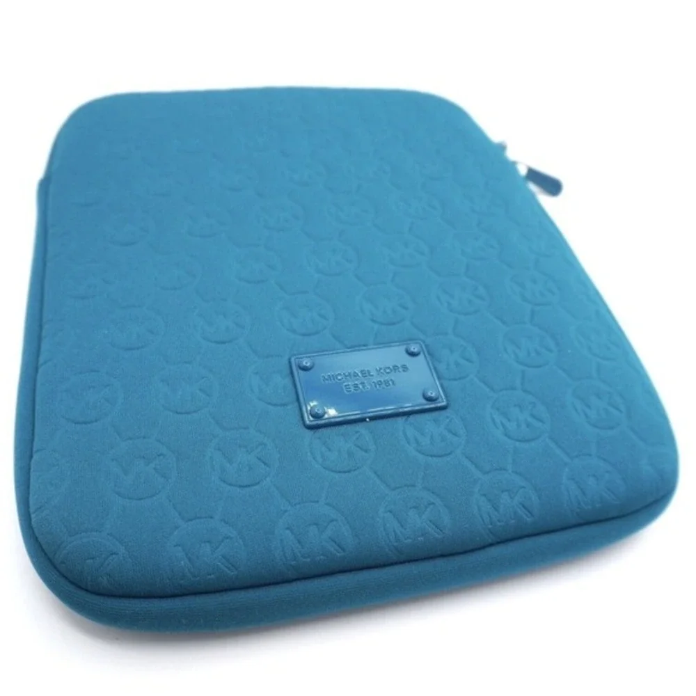 Michael‎ Kors Blue Neoprene Tablet Sleeve Embossed MK Logo Zip Case Tech 37-10